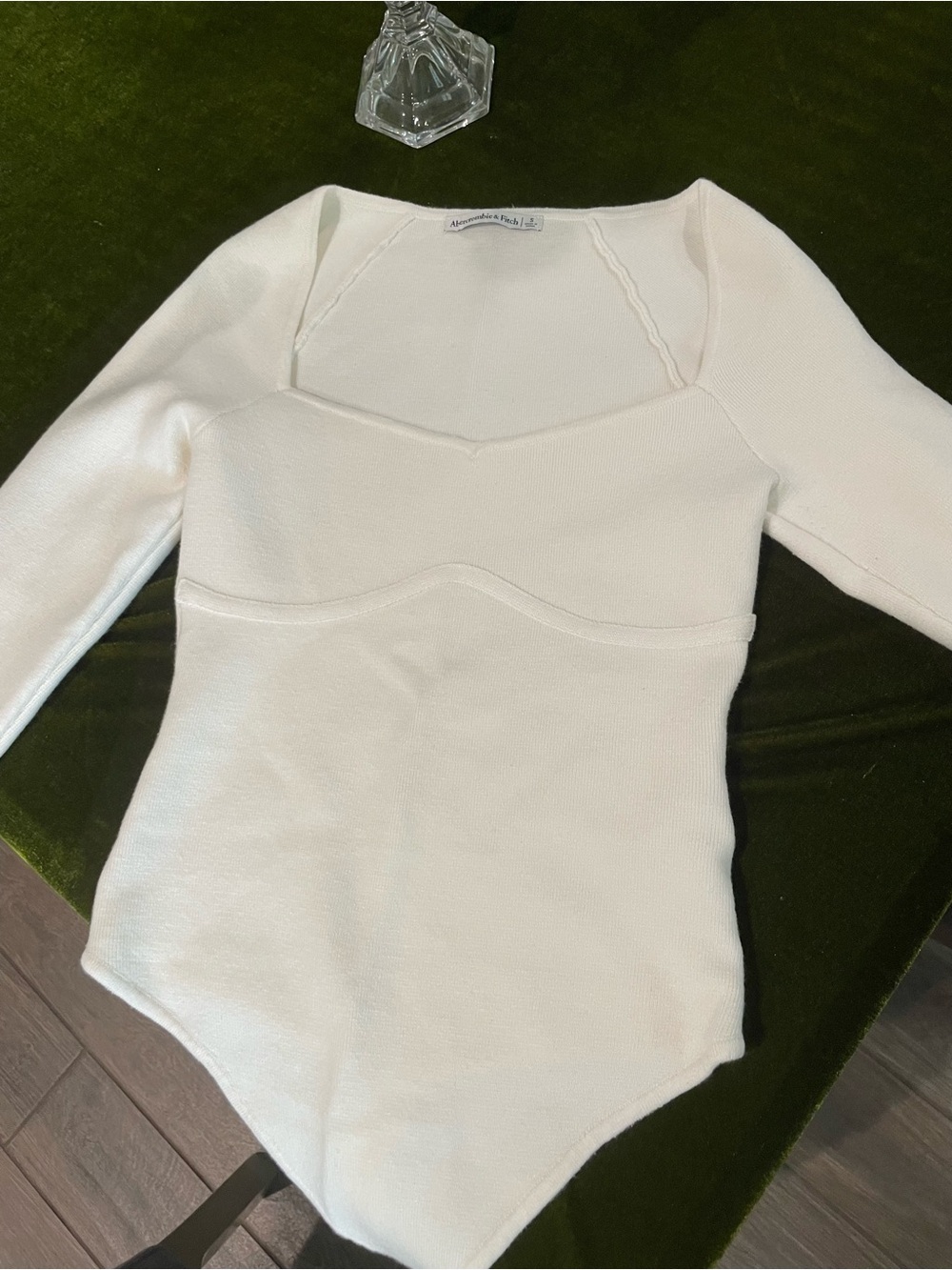 Abercrombie & Fitch Cream Sweetheart Bodysuit